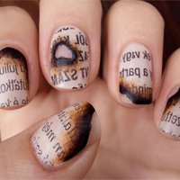 Nail Art - Burned Paper Nails